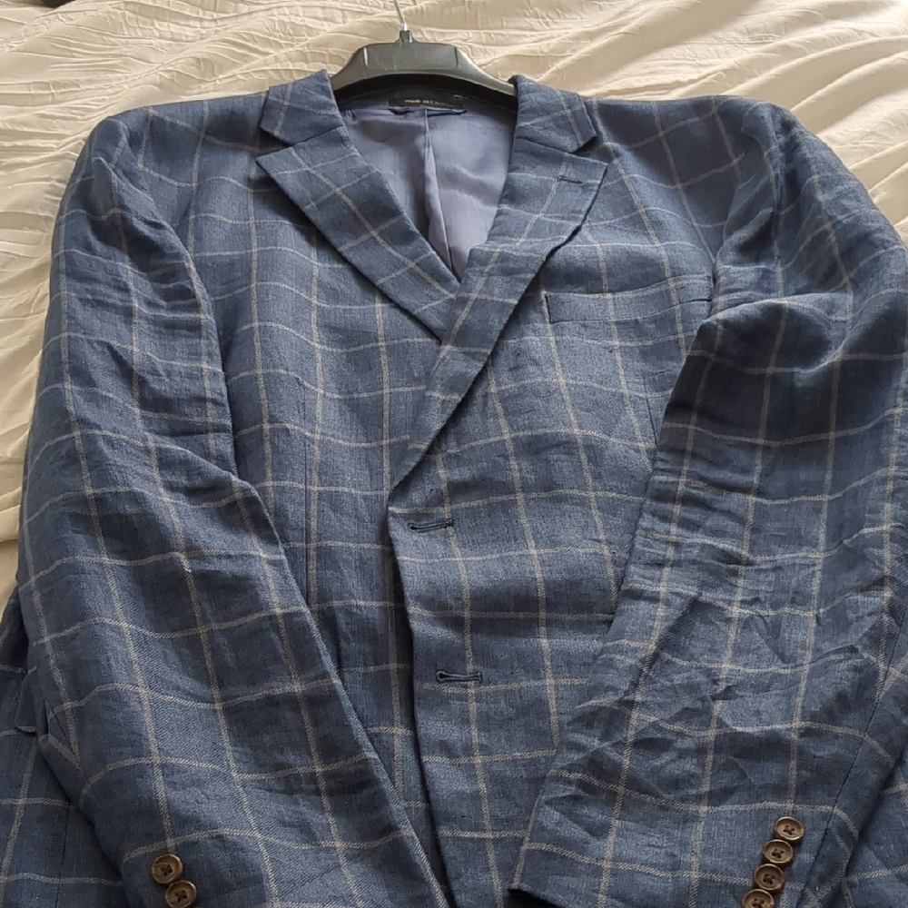 Men's Blue Checkered Blazer
